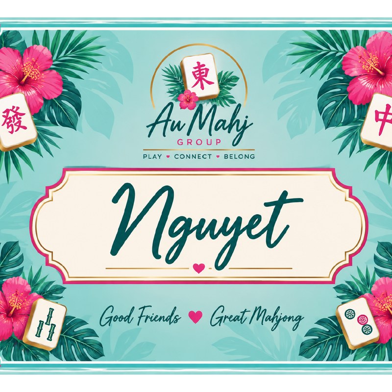 Laminated personalized name card for Au Mahj Group, reading Nguyet